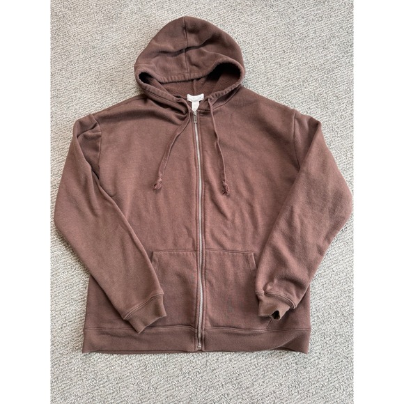 Full Tilt Tops - Full Tilt Womens Brown Zip Up Hoodie Fleece Sweatshirt Chocolate Brown Size M